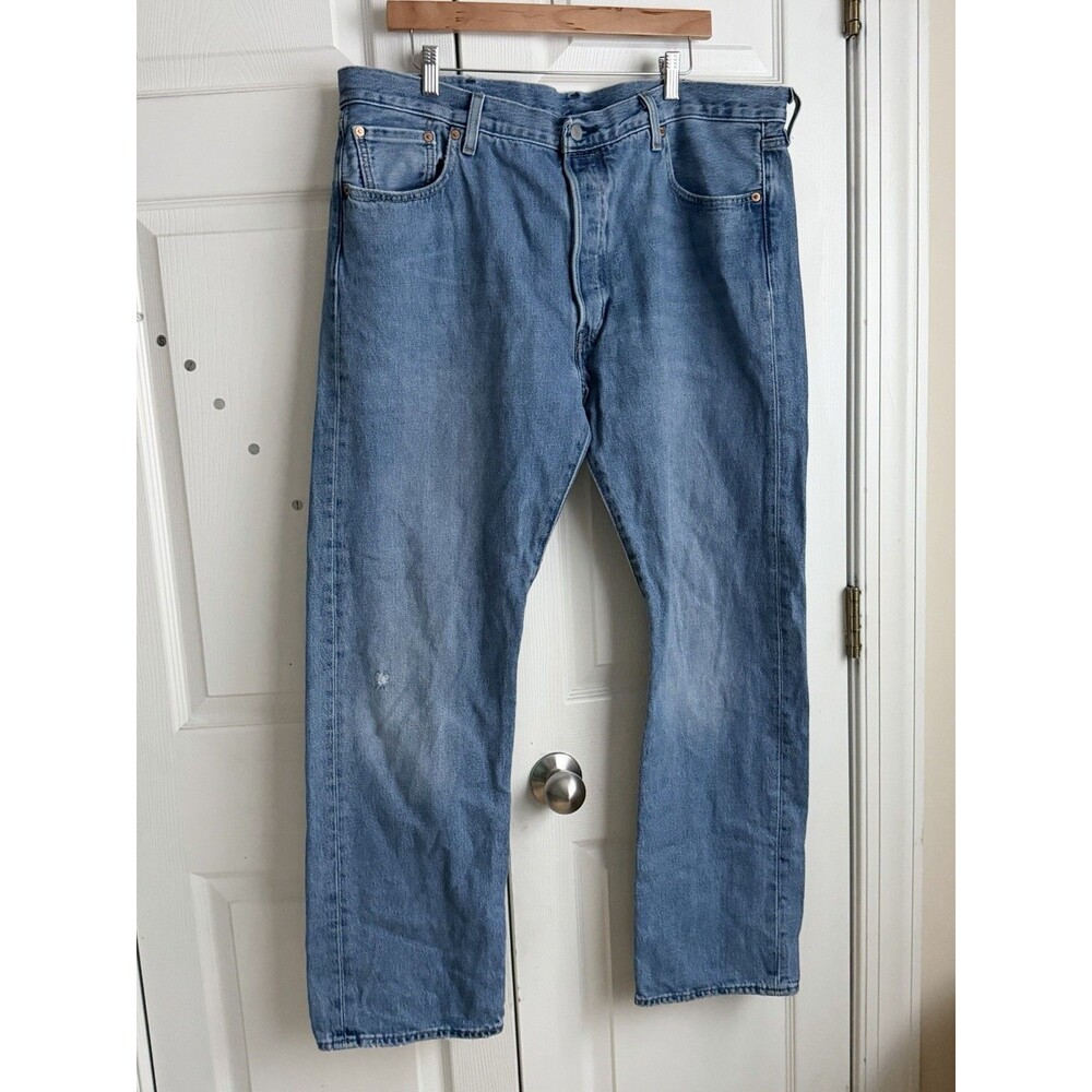 Levi's 501 40x32 Button Fly Straight Medium Mens Blue Jeans Distressed